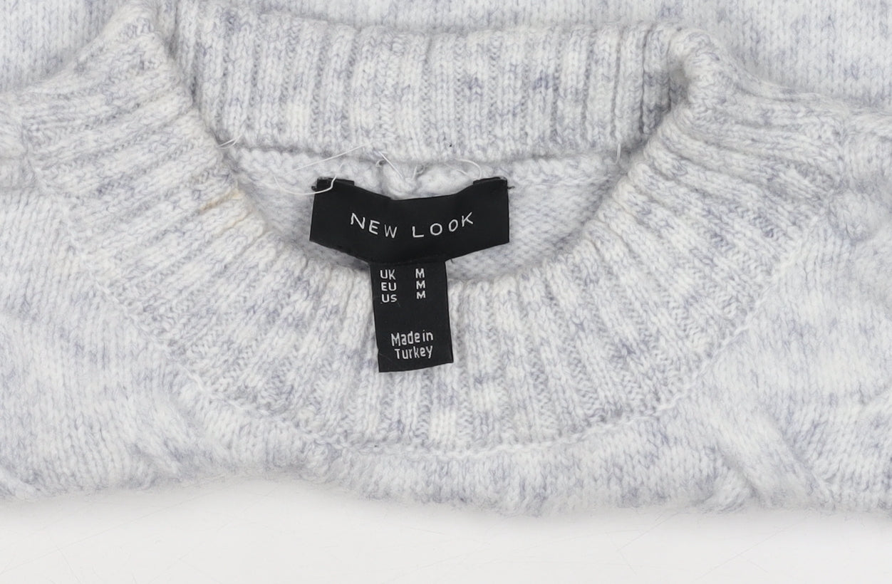 New Look Women's Grey Cable-Knit Jumper Size M