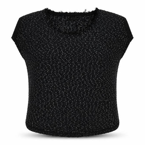 Mango Women's Black Sequin Knit T-Shirt Size 12
