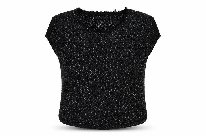Mango Women's Black Sequin Knit T-Shirt Size 12