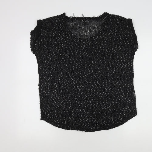 Mango Women's Black Sequin Knit T-Shirt Size 12