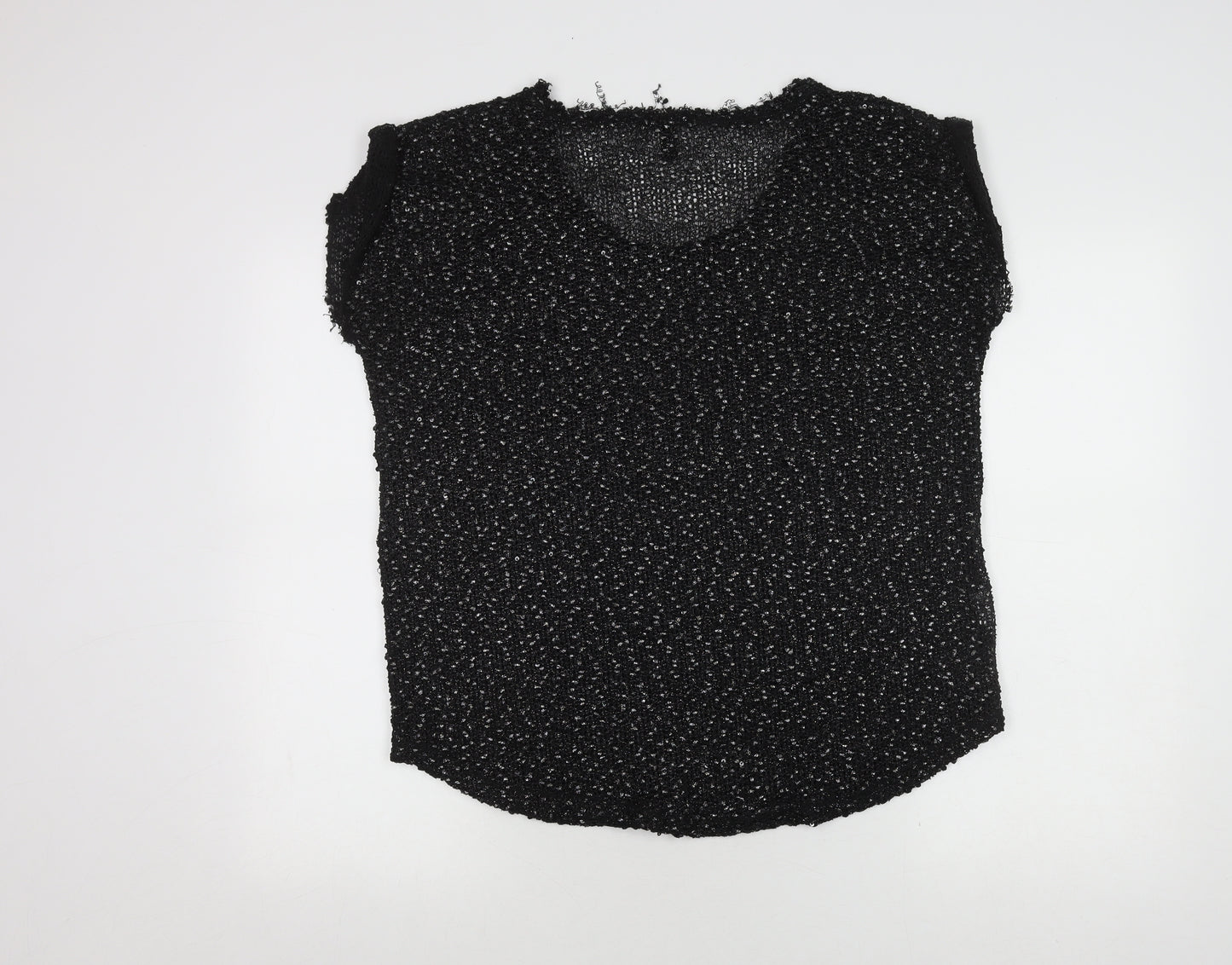 Mango Women's Black Sequin Knit T-Shirt Size 12