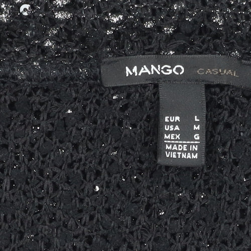 Mango Women's Black Sequin Knit T-Shirt Size 12