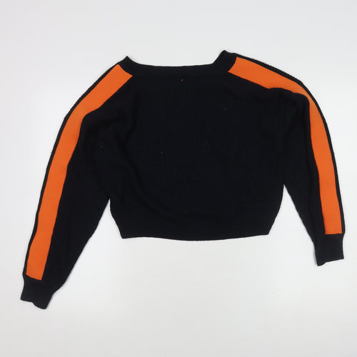 Topshop Women's Black V-Neck Jumper Size 10