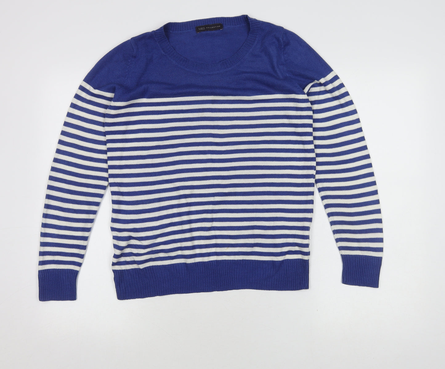 Marks and Spencer Women’s Blue Striped Jumper, Size 10
