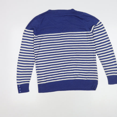 Marks and Spencer Women’s Blue Striped Jumper, Size 10