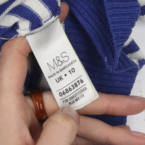 Marks and Spencer Women’s Blue Striped Jumper, Size 10
