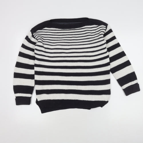 Marks and Spencer Women's Black Striped Pullover Jumper S