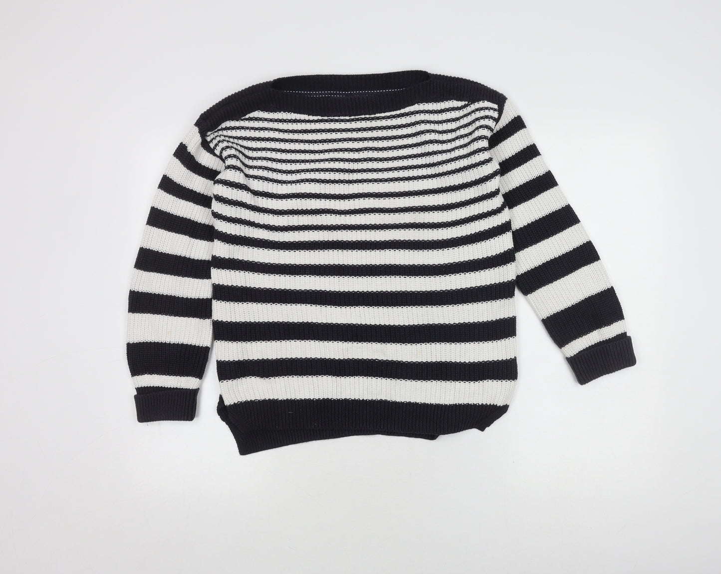 Marks and Spencer Women's Black Striped Pullover Jumper S