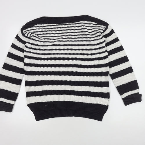 Marks and Spencer Women's Black Striped Pullover Jumper S