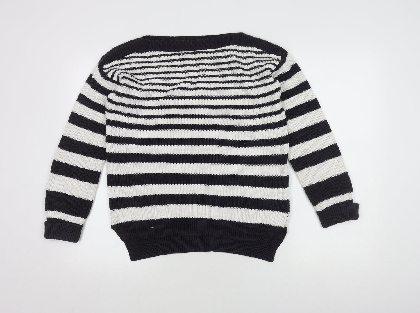 Marks and Spencer Women's Black Striped Pullover Jumper S