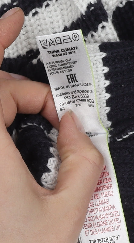 Marks and Spencer Women's Black Striped Pullover Jumper S