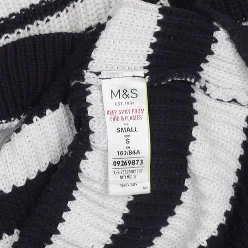 Marks and Spencer Women's Black Striped Pullover Jumper S