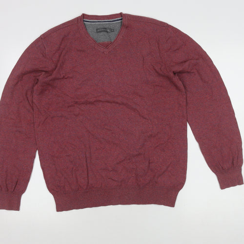 RJR John Rocha Men's Red V-Neck Pullover Jumper M