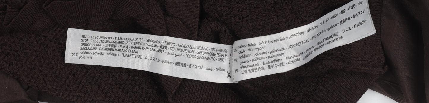 Zara Women's Brown Balloon Sleeve Ruffle Top - M