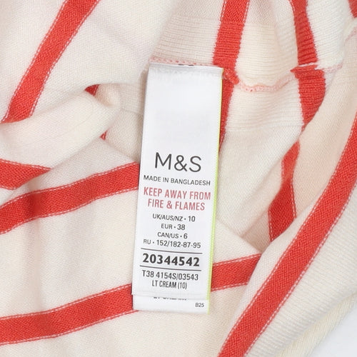 Marks and Spencer Women's Ivory Striped Vest Size 10