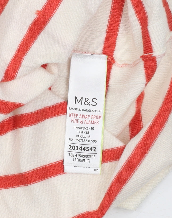 Marks and Spencer Women's Ivory Striped Vest Size 10
