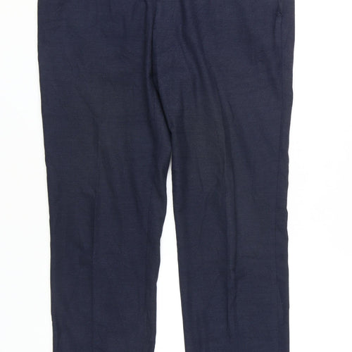 Marks and Spencer Men's Blue Slim Fit Trousers, Size 36