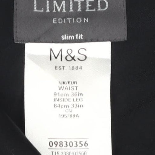 Marks and Spencer Men's Blue Slim Fit Trousers, Size 36