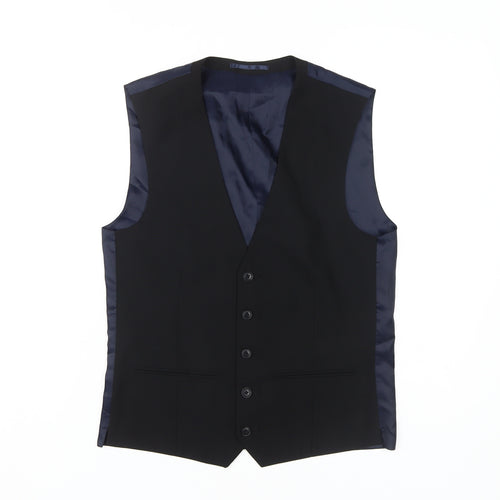 Next Men's Black Waistcoat, 36, Regular Fit, Polyester Blend