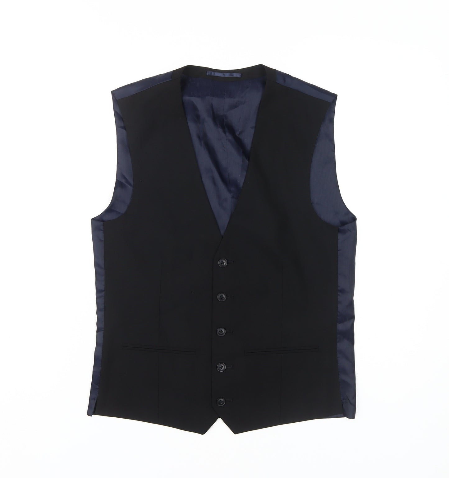 Next Men's Black Waistcoat, 36, Regular Fit, Polyester Blend