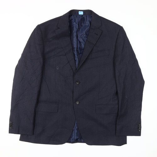 Jeff Banks Men's Blue Blazer 44R Classic Geometric Jacket