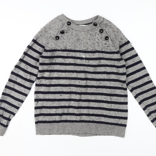 Boden Women's Grey Striped Pullover Jumper S