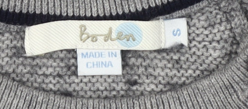 Boden Women's Grey Striped Pullover Jumper S