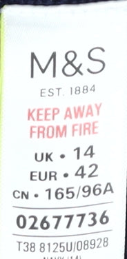 M&S Women's Blue Cardigan Size 14 Cotton Crochet Accent