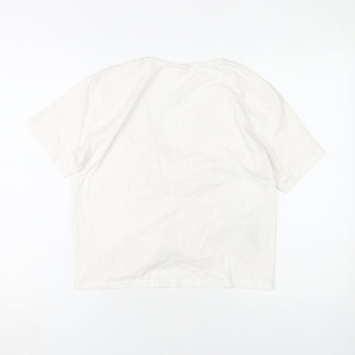 MNG Women's White V-Neck T-Shirt, Size M, Casual