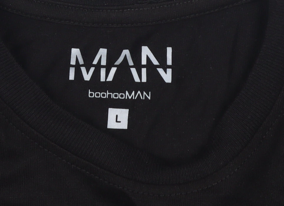 boohooMAN Men's Black Colourblock T-Shirt, Size L