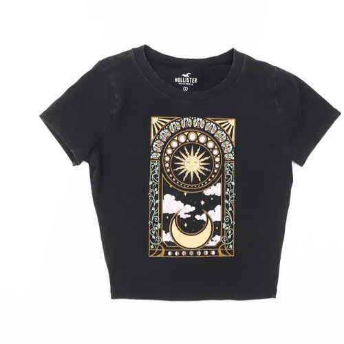 Hollister Women’s Black Cropped T-Shirt S