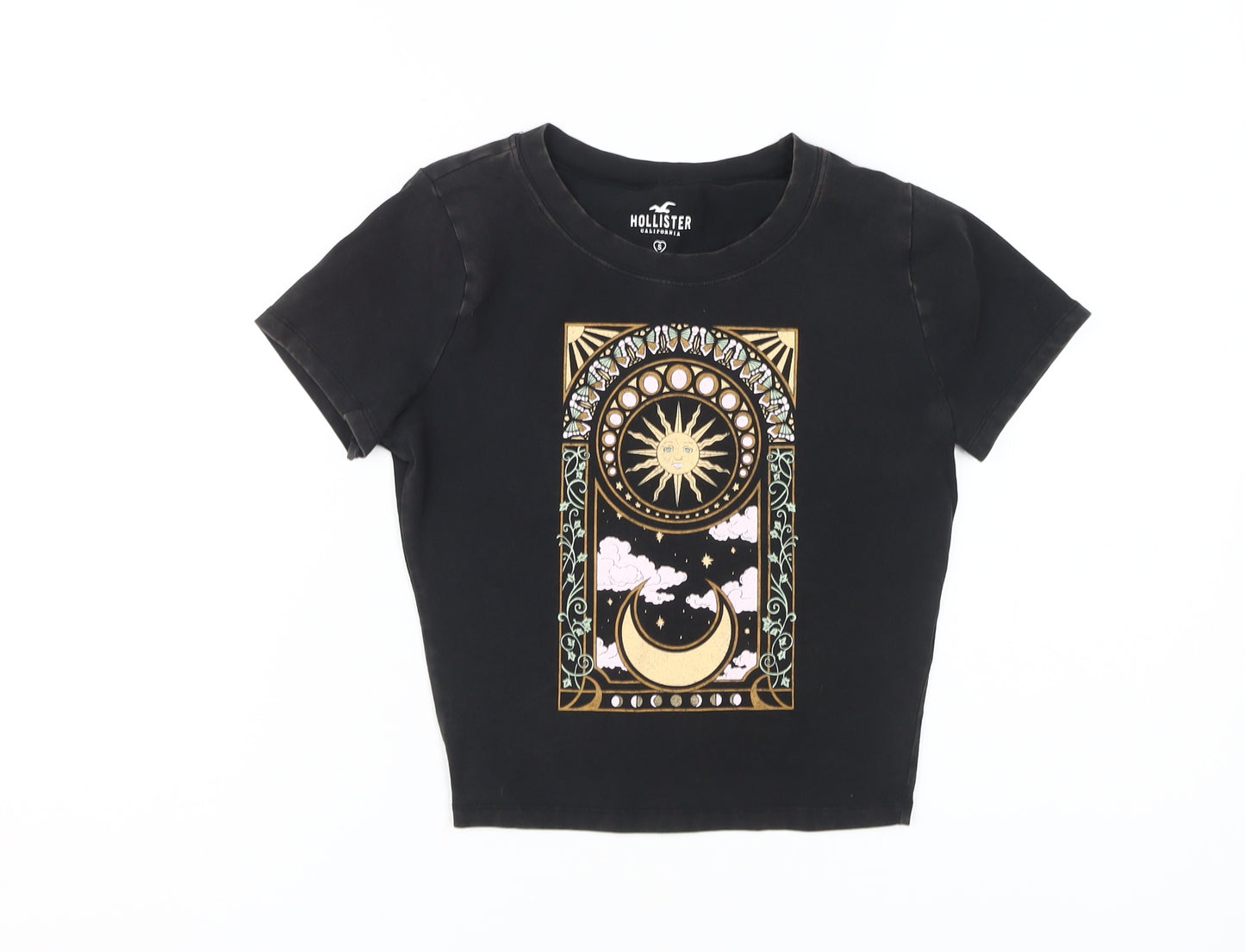 Hollister Women’s Black Cropped T-Shirt S