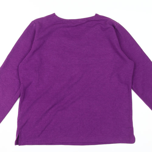 EWM Women's Purple Long Sleeve V-Neck Top M