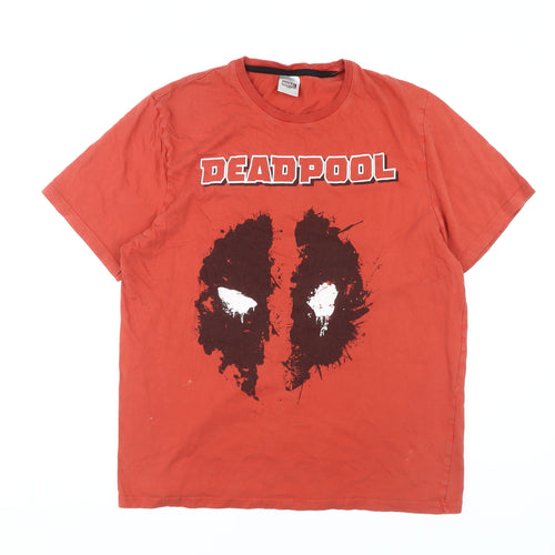 Marvel Deadpool Men's Red Graphic T-Shirt Size L