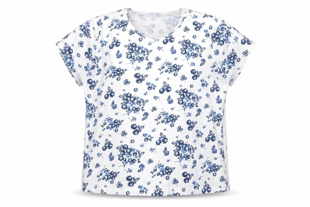 Front view of EWM Women's White Floral T-Shirt XL