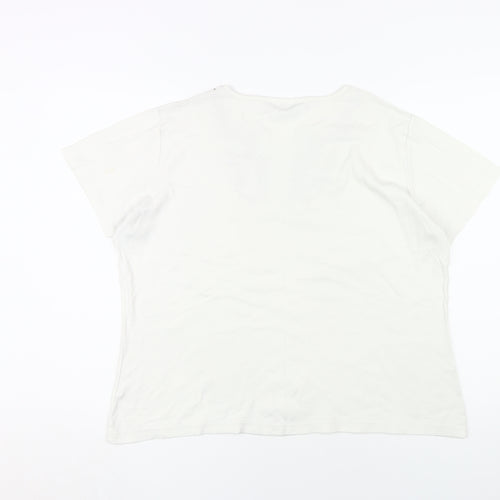 Isle Women's White XL Embroidered Cotton T-Shirt