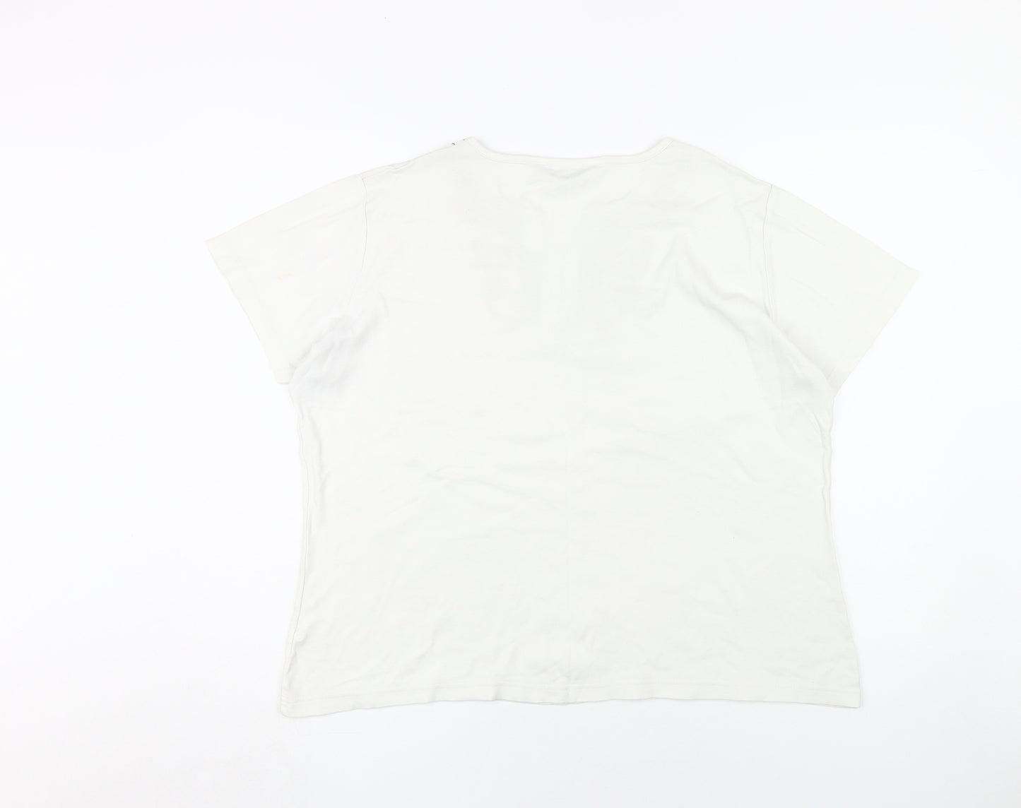 Isle Women's White XL Embroidered Cotton T-Shirt