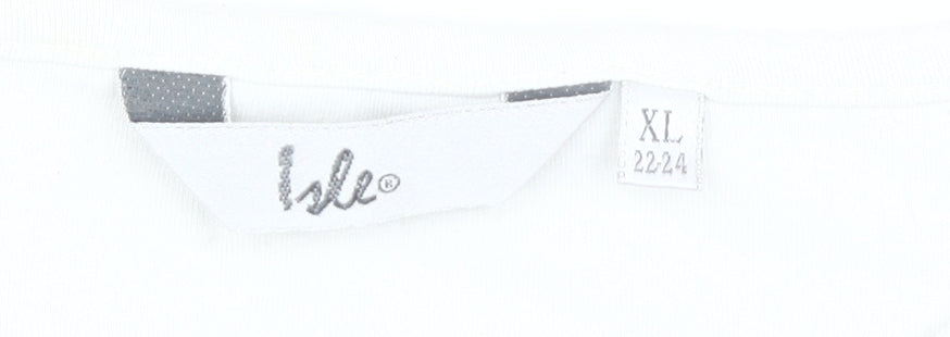 Isle Women's White XL Embroidered Cotton T-Shirt