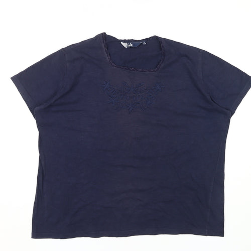 Isle Women's Blue Embroidered Cotton T-Shirt