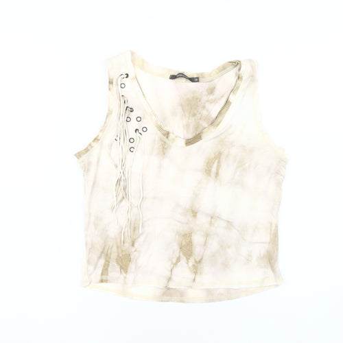 River Island Beige Tie-Dye Tank Top - Size 16