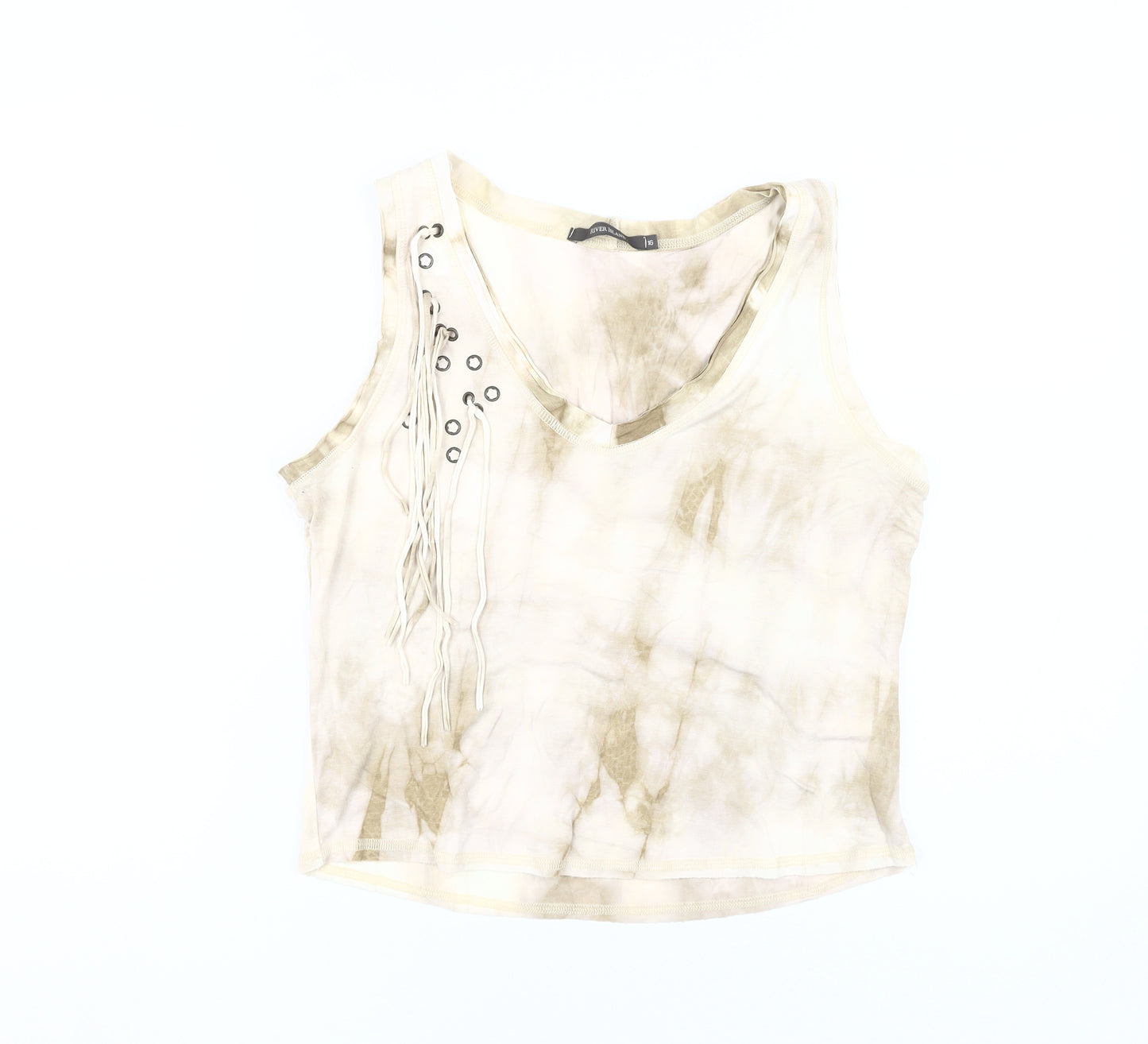 River Island Beige Tie-Dye Tank Top - Size 16