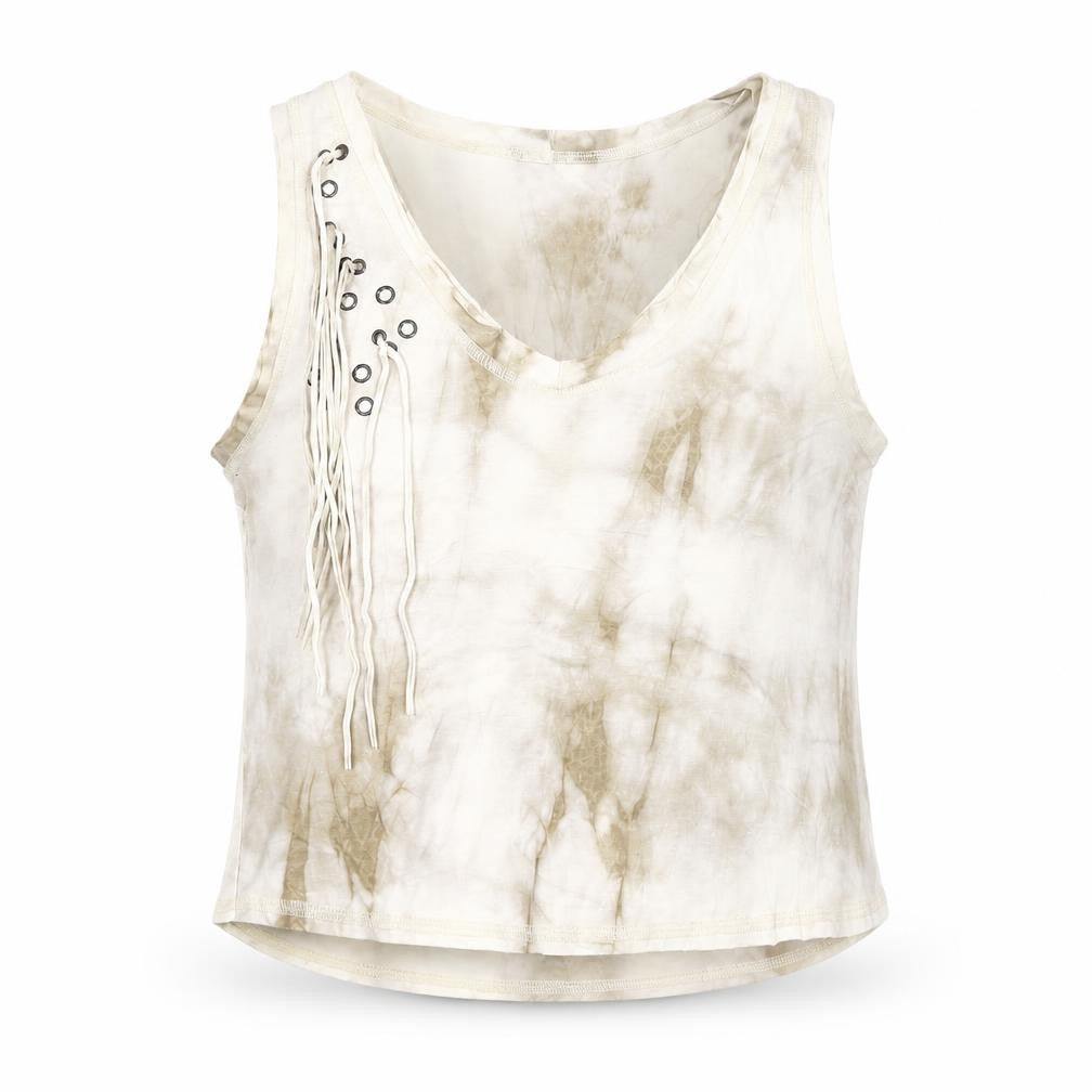 Front view of River Island Beige Tie-Dye Tank Top -, size 16