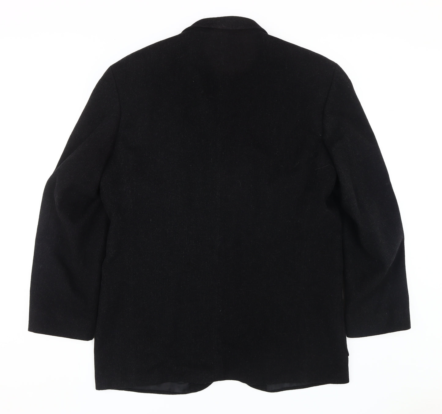 QUO Men's Black Wool Blazer, 42, Button Closure