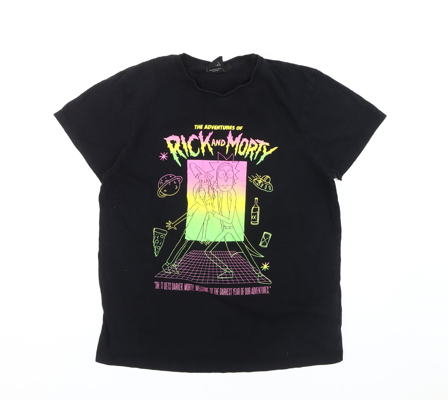 Rick and Morty Men's Black L Cartoon Graphic T-Shirt