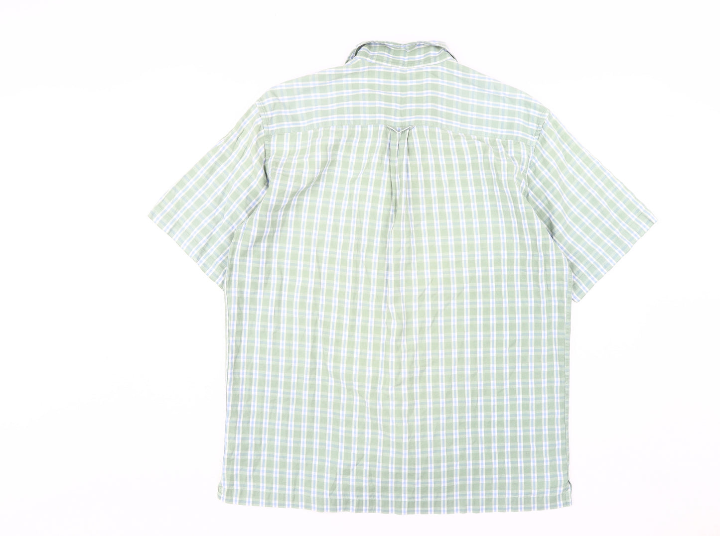 Hawkshead Men's Green Check Cotton Button-Up Shirt M