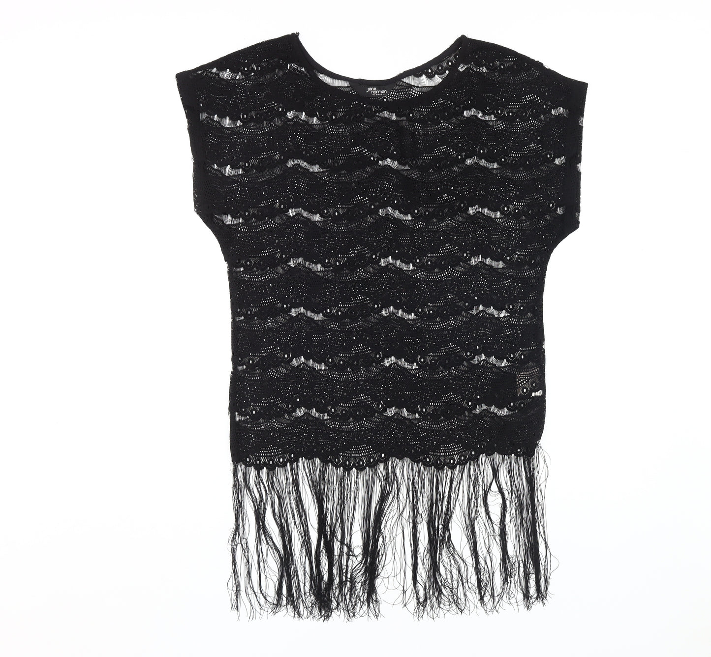 Jane Norman Black Fringe Tunic Blouse - Size 6