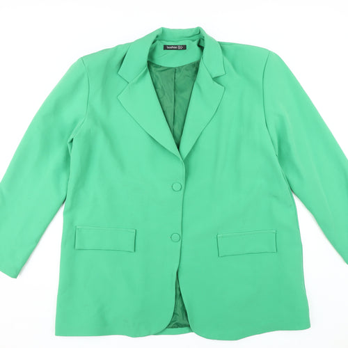 Boohoo Women's Green Blazer - Size 14
