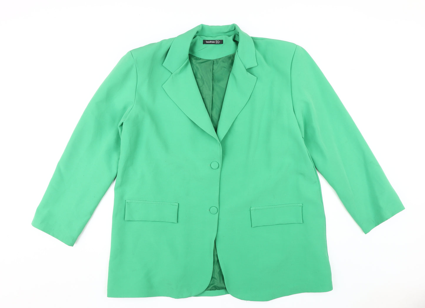 Boohoo Women's Green Blazer - Size 14