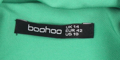 Boohoo Women's Green Blazer - Size 14
