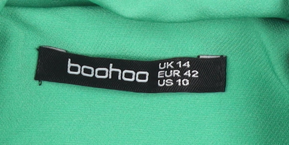 Boohoo Women's Green Blazer - Size 14